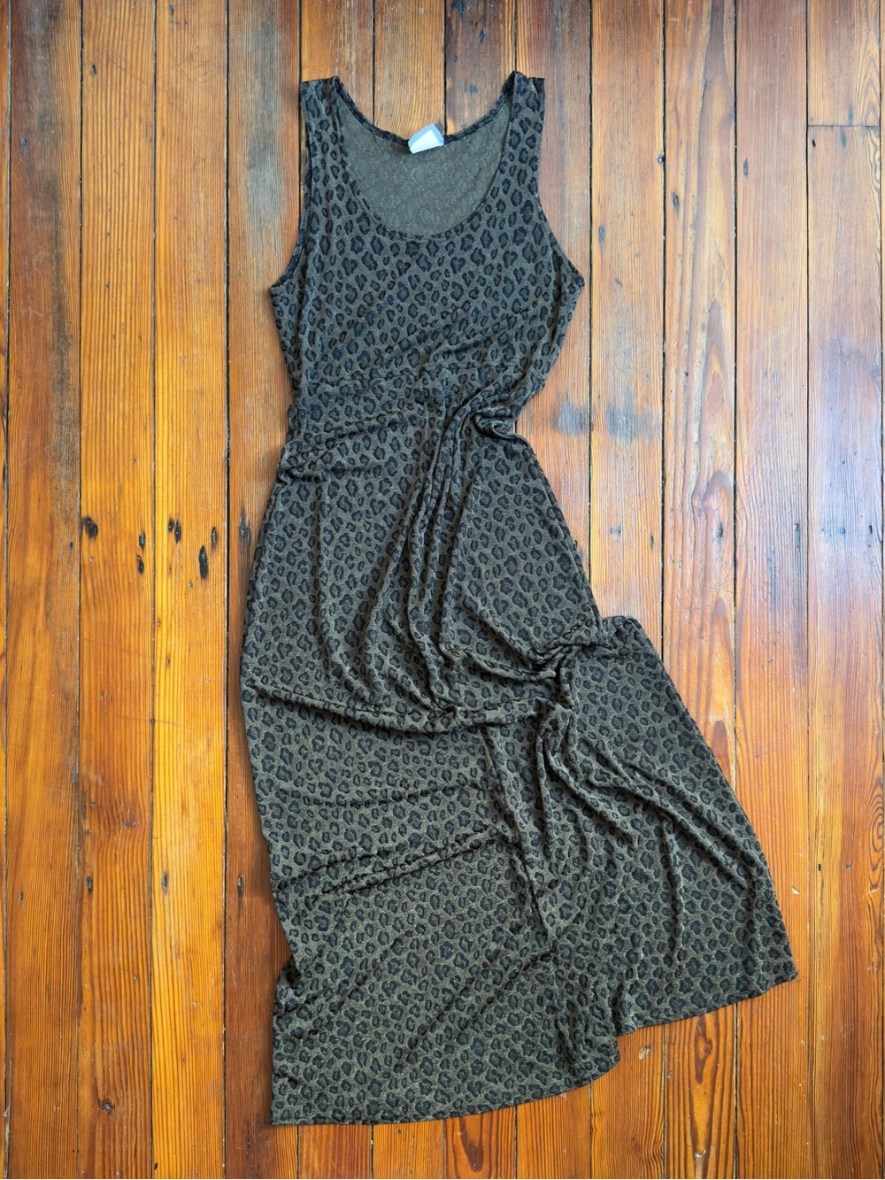 Vintage 90s Rabbit Rabbit Rabbit Sleeveless Animal Print Fitted Maxi Dress